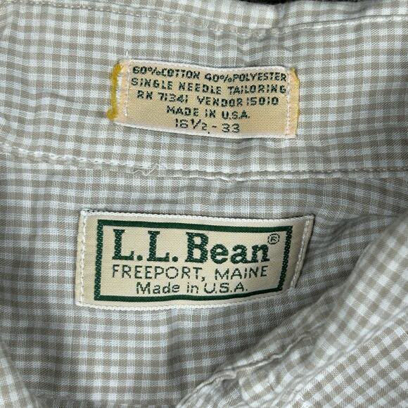 LL Bean Shirt Mens Large Cotton Brown White Stripe Button up Long Sleeve Classic - Picture 2 of 7